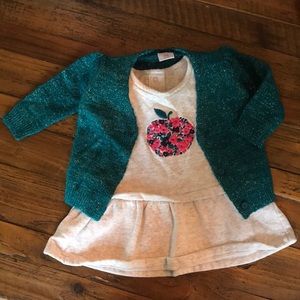 Baby girl sweatshirt dress and sweater bundle